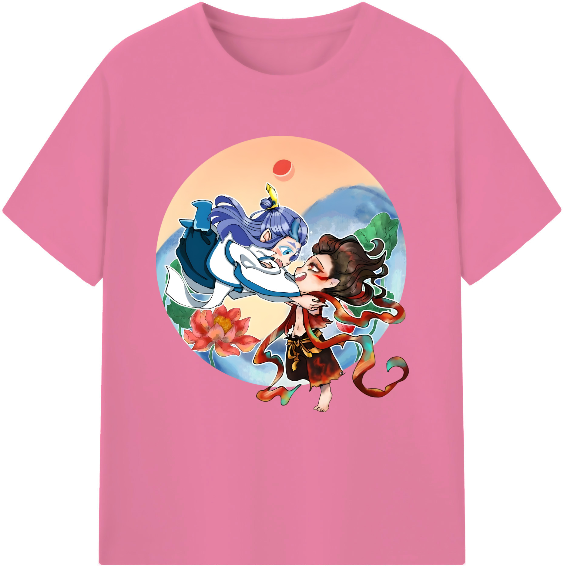 （画像用） Ne Zha 2 ナタ 魔童の大暴れ 綿100％半袖Tシャツ（フロントプリント）